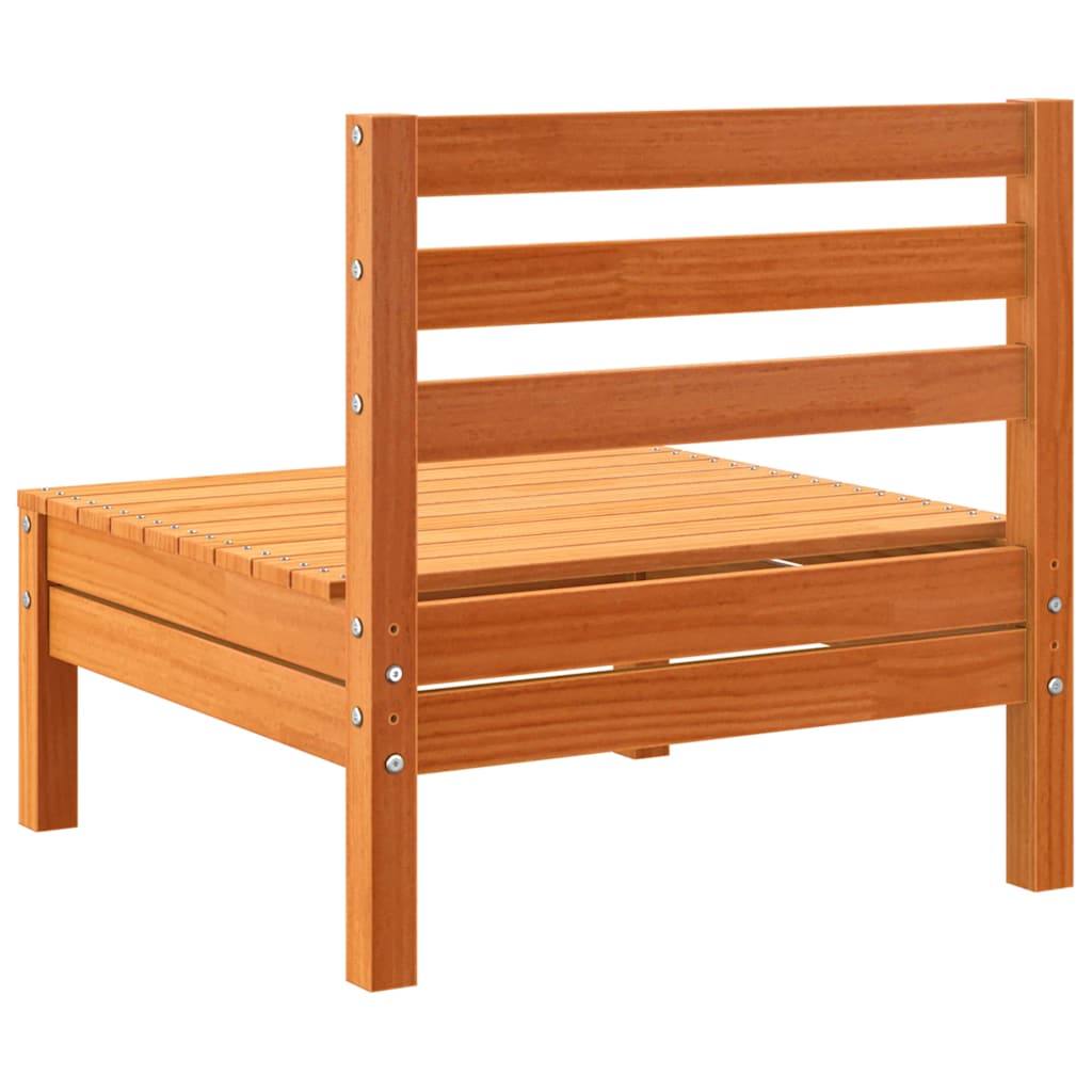 Garden Sofa Armless Wax Brown Solid Wood Pine